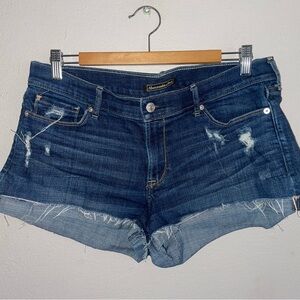 Abercrombie & Fitch Distressed Dark Blue Jean Shorts